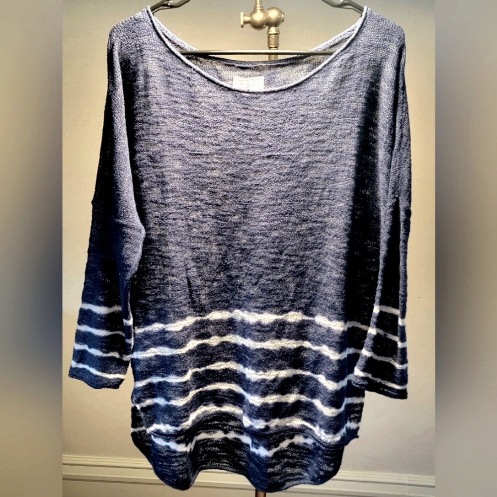 Lou & Grey. Sheer Knit. Women's Navy Blue Tie Dye Size Medium